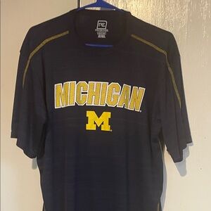 Pro Edge Navy Michigan Graphic Tee with Yellow Logo